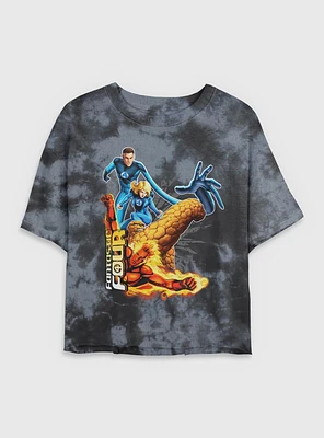 Marvel Fantastic Four Power Pack Womens Crop Tie-Dye T-Shirt