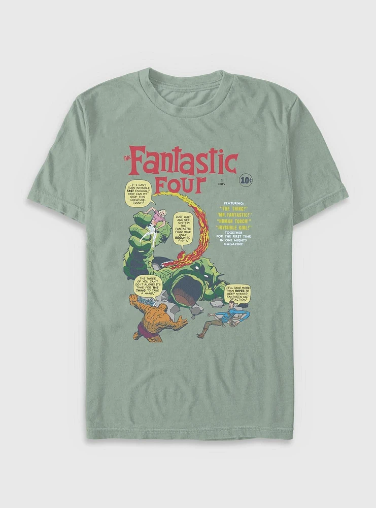 Marvel Fantastic Four Comic Vs Giganto Garment Dye T-Shirt