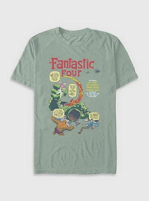 Marvel Fantastic Four Comic Vs Giganto Garment Dye T-Shirt