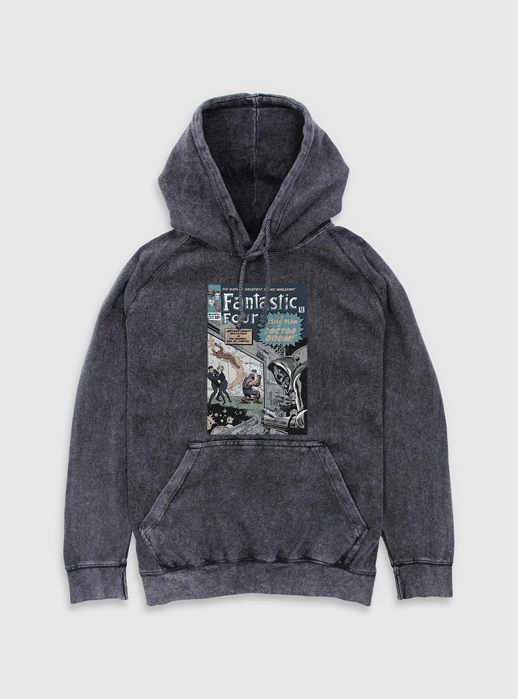 Marvel Fantastic Four Master Plan Of Doctor Doom Comic Mineral Wash Hoodie