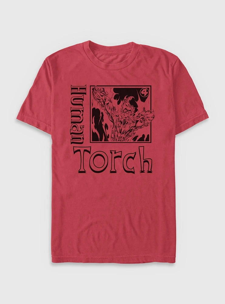 Marvel Fantastic Four Human Torch Pose Garment Dye T-Shirt