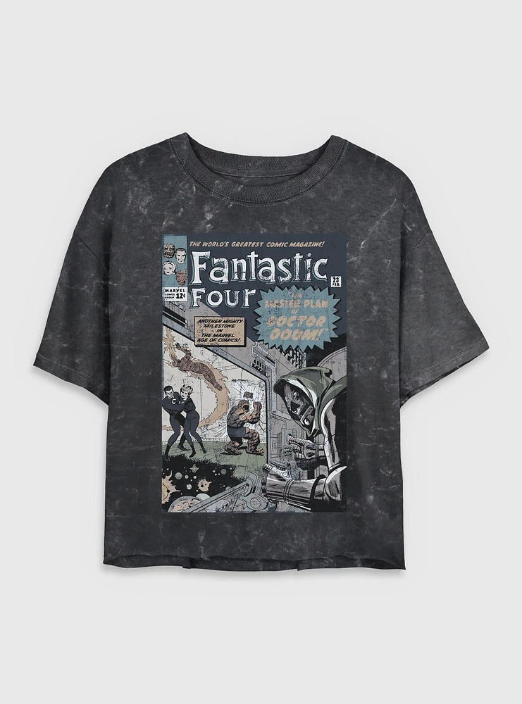 Marvel Fantastic Four Master Plan Of Doctor Doom Comic Womens Crop Mineral Wash T-Shirt