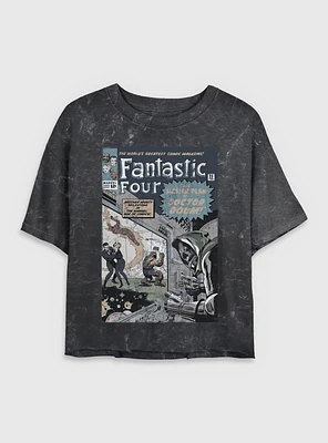 Marvel Fantastic Four Master Plan Of Doctor Doom Comic Womens Crop Mineral Wash T-Shirt