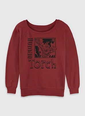 Marvel Fantastic Four Human Torch Pose Womens Slouchy Sweatshirt