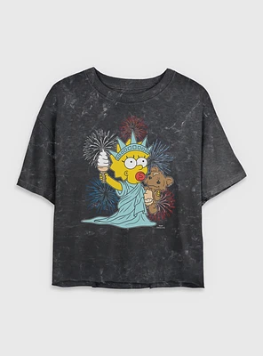 The Simpsons Fireworks Maggie Mineral Wash Womens Crop T-Shirt