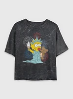 The Simpsons Fireworks Maggie Mineral Wash Womens Crop T-Shirt