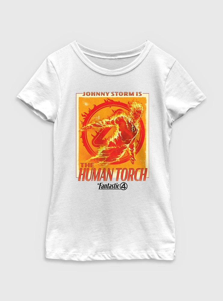Marvel The Fantastic Four: First Steps Johnny Storm Is Human Torch Youth Girls T-Shirt