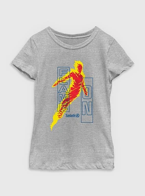 Marvel The Fantastic Four: First Steps Human Torch Flame On Youth Girls T-Shirt