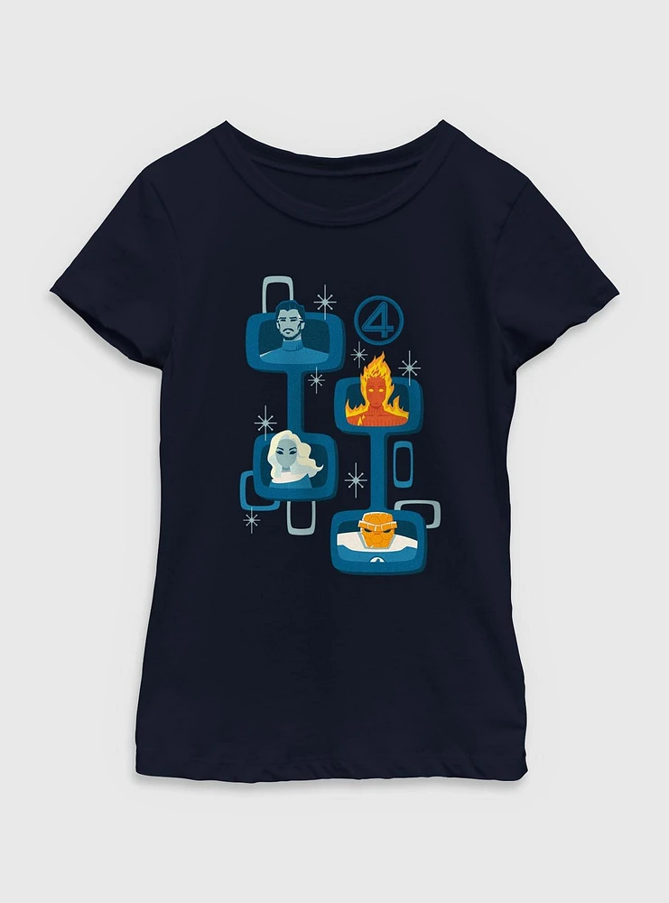 Marvel The Fantastic Four: First Steps Retro Heads Youth Girls T-Shirt