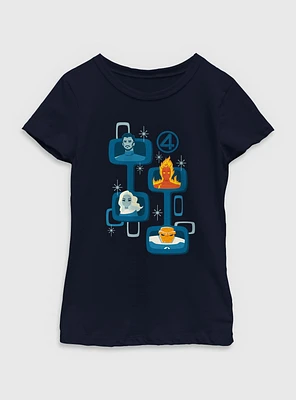 Marvel The Fantastic Four: First Steps Retro Heads Youth Girls T-Shirt