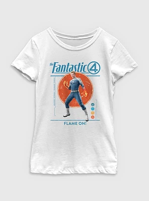Marvel The Fantastic Four: First Steps Flame On Johnny Storm Human Torch Youth Girls T-Shirt