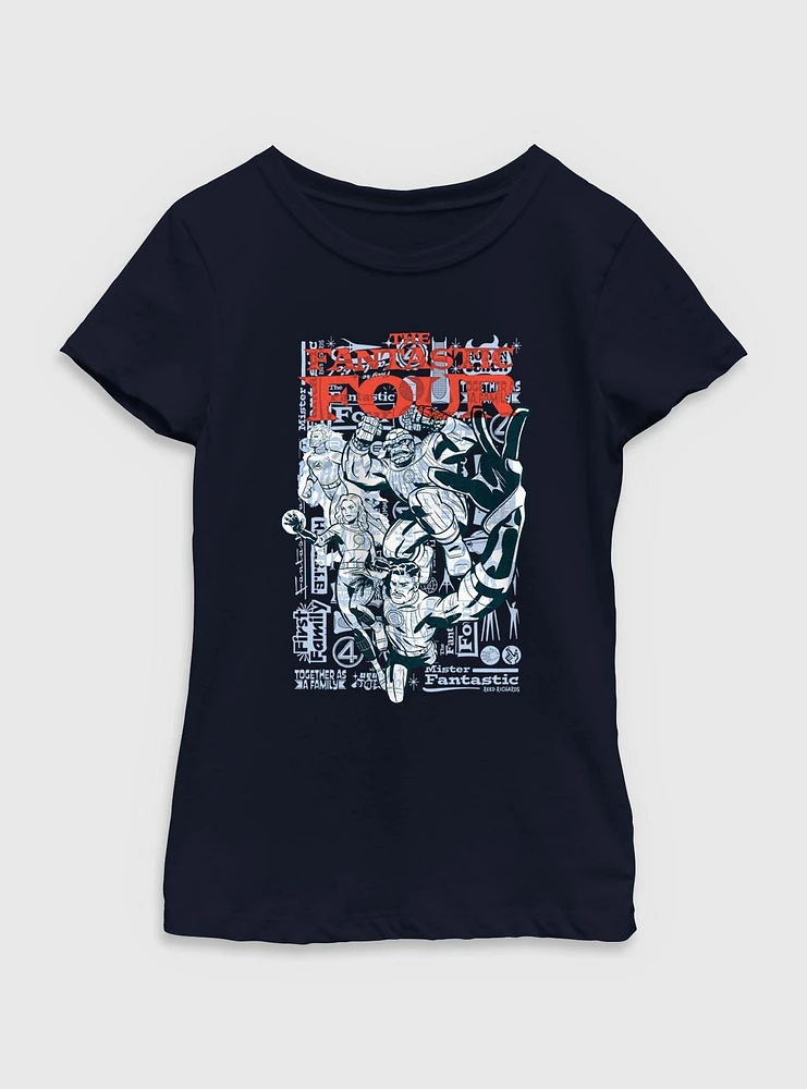 Marvel The Fantastic Four: First Steps Together As A Family Youth Girls T-Shirt