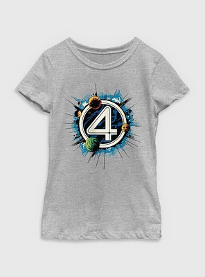 Marvel The Fantastic Four: First Steps Planets Logo Youth Girls T-Shirt