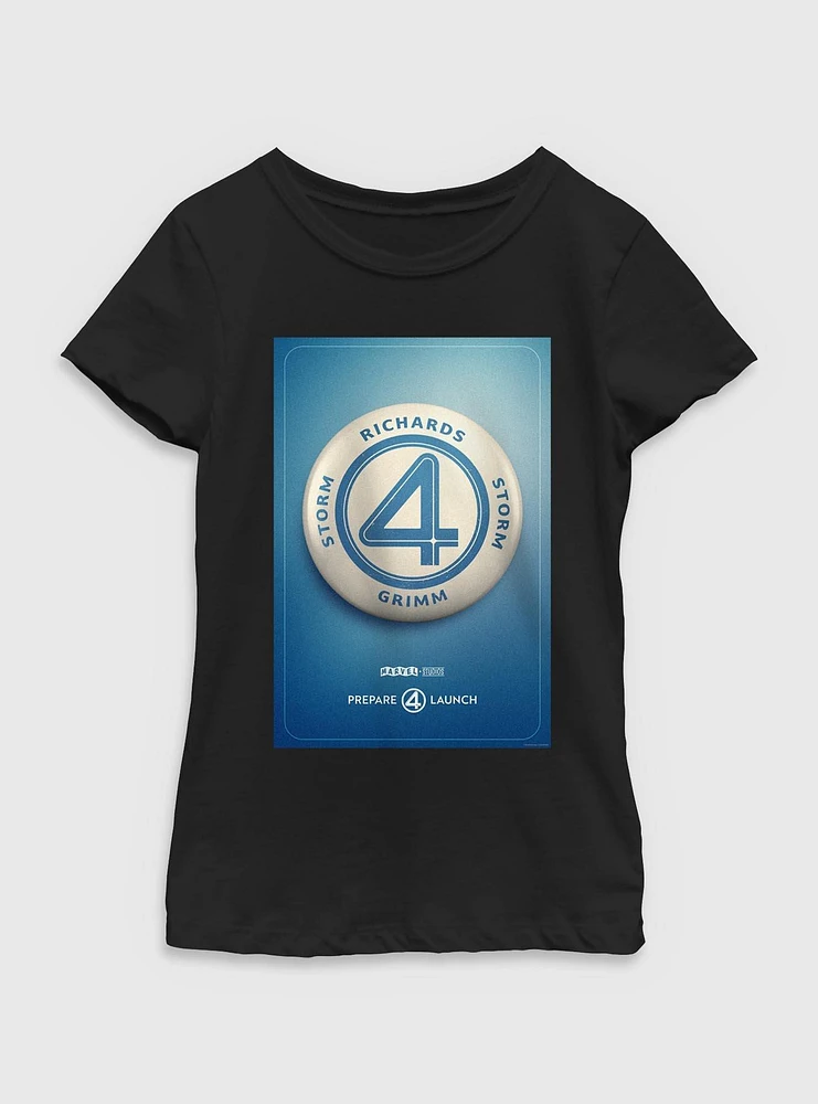 Marvel The Fantastic Four: First Steps Prepare 4 Launch Poster Youth Girls T-Shirt