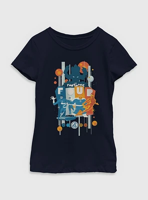 Marvel The Fantastic Four: First Steps Retro Cosmic Power Vs. Galactus Youth Girls T-Shirt