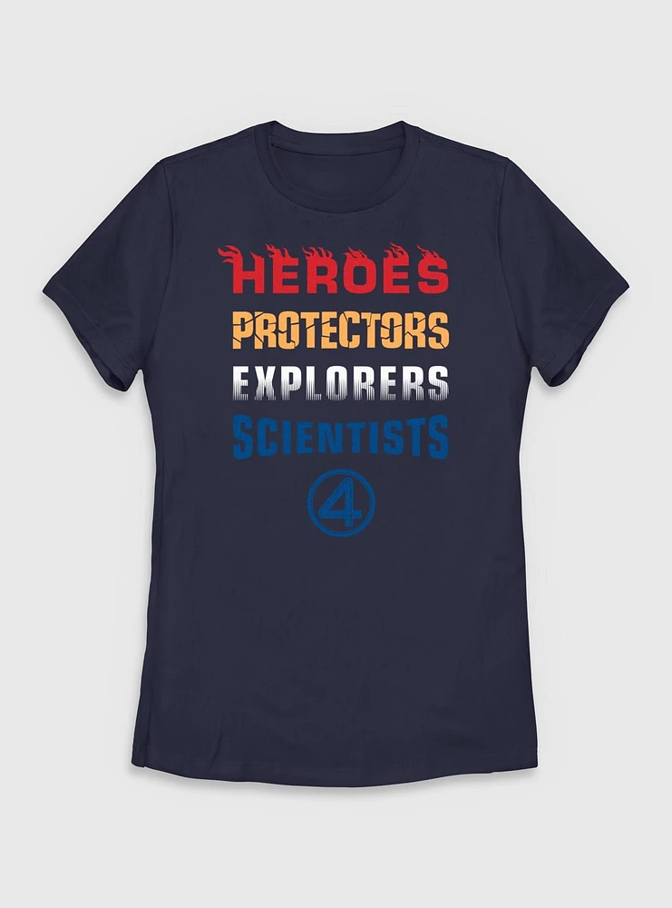 Marvel The Fantastic Four: First Steps Heroes Protectors Explorers Scientists Womens T-Shirt