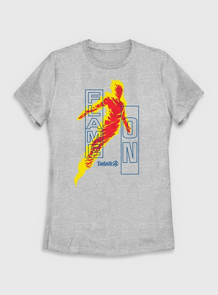 Marvel The Fantastic Four: First Steps Human Torch Flame On Womens T-Shirt
