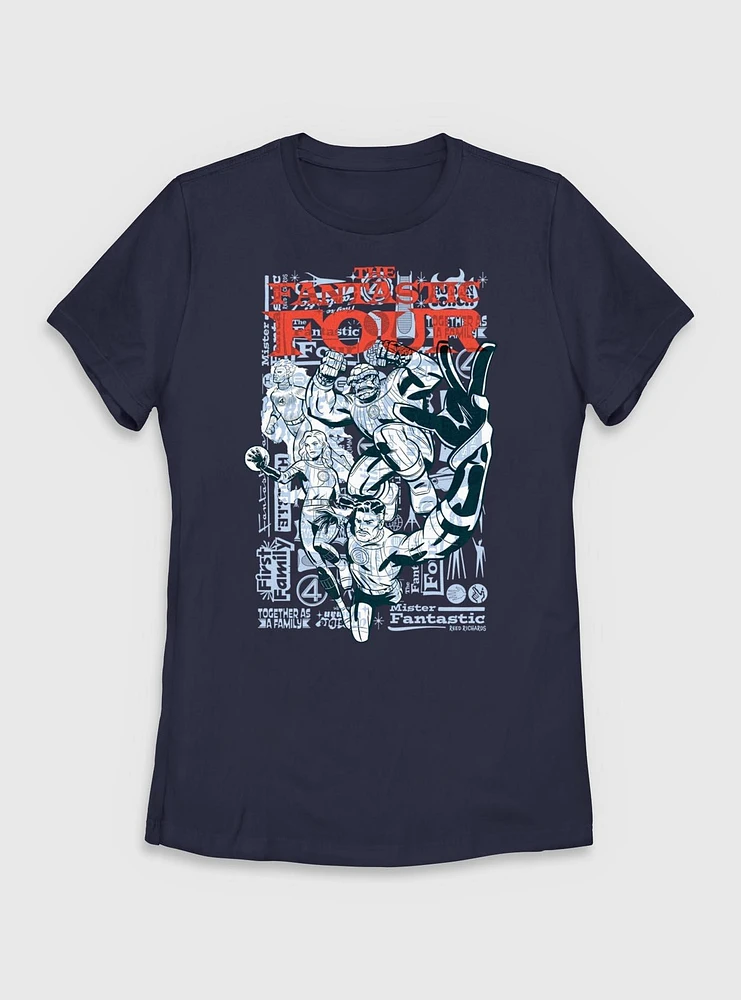 Marvel The Fantastic Four: First Steps Together As A Family Womens T-Shirt