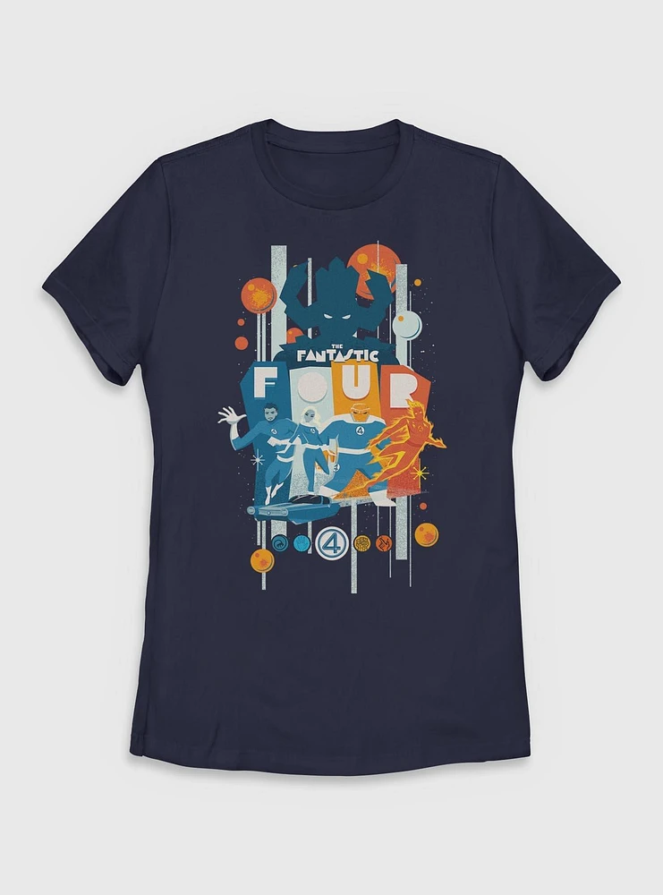 Marvel The Fantastic Four: First Steps Retro Cosmic Power Vs. Galactus Womens T-Shirt