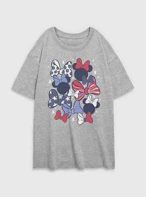 Disney Minnie Mouse Red White and Bow Womens Oversized T-Shirt