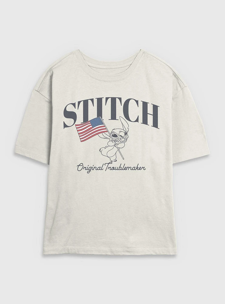 Disney Lilo & Stitch Flag Womens Skimmer T-Shirt