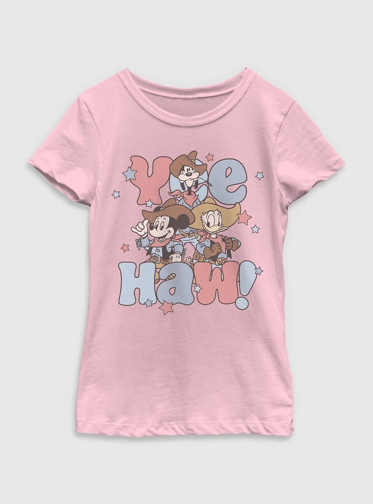Disney Mickey Mouse Yee Haw Youth Girls T-Shirt