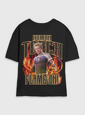 Marvel The Fantastic Four: First Steps Johnny Storm Human Torch Flame On Womens Skimmer T-Shirt BoxLunch Web Exclusive
