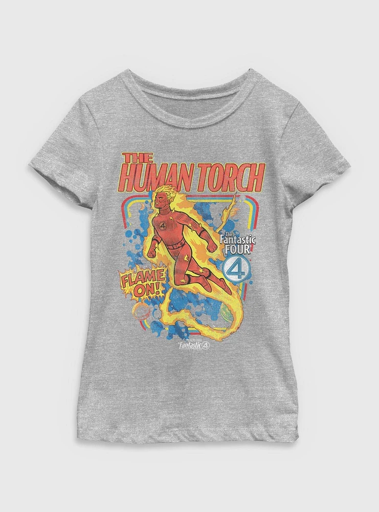 Marvel The Fantastic Four: First Steps Comic Cover Johnny Storm Human Torch Youth Girls T-Shirt BoxLunch Web Exclusive