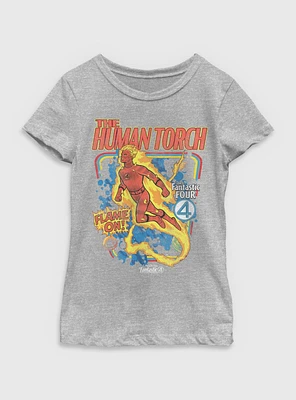 Marvel The Fantastic Four: First Steps Comic Cover Johnny Storm Human Torch Youth Girls T-Shirt BoxLunch Web Exclusive