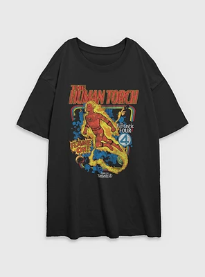Marvel The Fantastic Four: First Steps Comic Cover Johnny Storm Human Torch Womens Oversized T-Shirt BoxLunch Web Exclusive