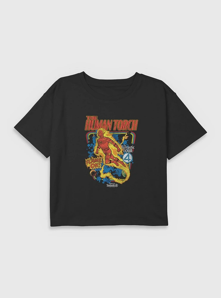 Marvel The Fantastic Four: First Steps Comic Cover Johnny Storm Human Torch Youth Girls Boxy T-Shirt BoxLunch Web Exclusive