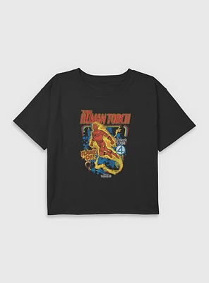 Marvel The Fantastic Four: First Steps Comic Cover Johnny Storm Human Torch Youth Girls Boxy T-Shirt BoxLunch Web Exclusive