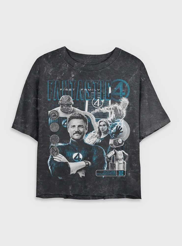 Marvel The Fantastic Four: First Steps Future Foundation Family Womens Mineral Wash Crop T-Shirt BoxLunch Web Exclusive