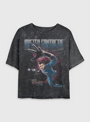 Marvel The Fantastic Four: First Steps Stretch Mr. Reed Richards Womens Mineral Wash Crop T-Shirt BoxLunch Web Exclusive