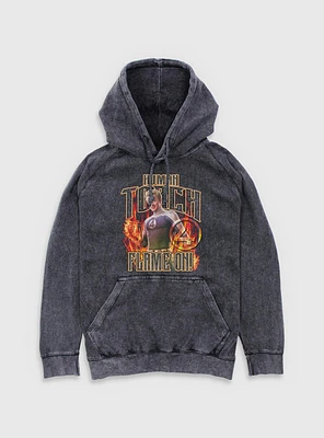 Marvel The Fantastic Four: First Steps Johnny Storm Human Torch Flame On Mineral Wash Hoodie BoxLunch Web Exclusive