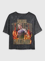 Marvel The Fantastic Four: First Steps Johnny Storm Human Torch Flame On Womens Mineral Wash Crop T-Shirt BoxLunch Web Exclusive