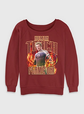 Marvel The Fantastic Four: First Steps Johnny Storm Human Torch Flame On Womens Slouchy Sweatshirt BoxLunch Web Exclusive
