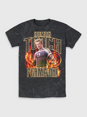 Marvel The Fantastic Four: First Steps Johnny Storm Human Torch Flame On Mineral Wash T-Shirt BoxLunch Web Exclusive