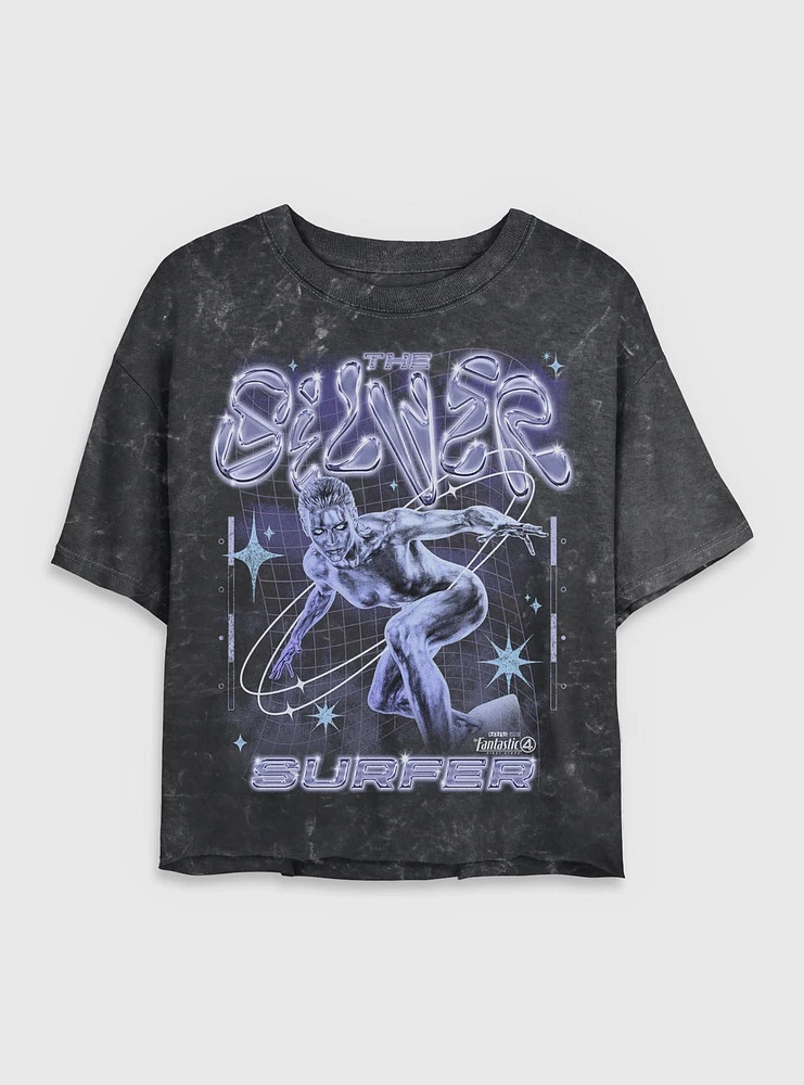 Marvel The Fantastic Four: First Steps Silver Surfer Womens Mineral Wash Crop T-Shirt BoxLunch Web Exclusive
