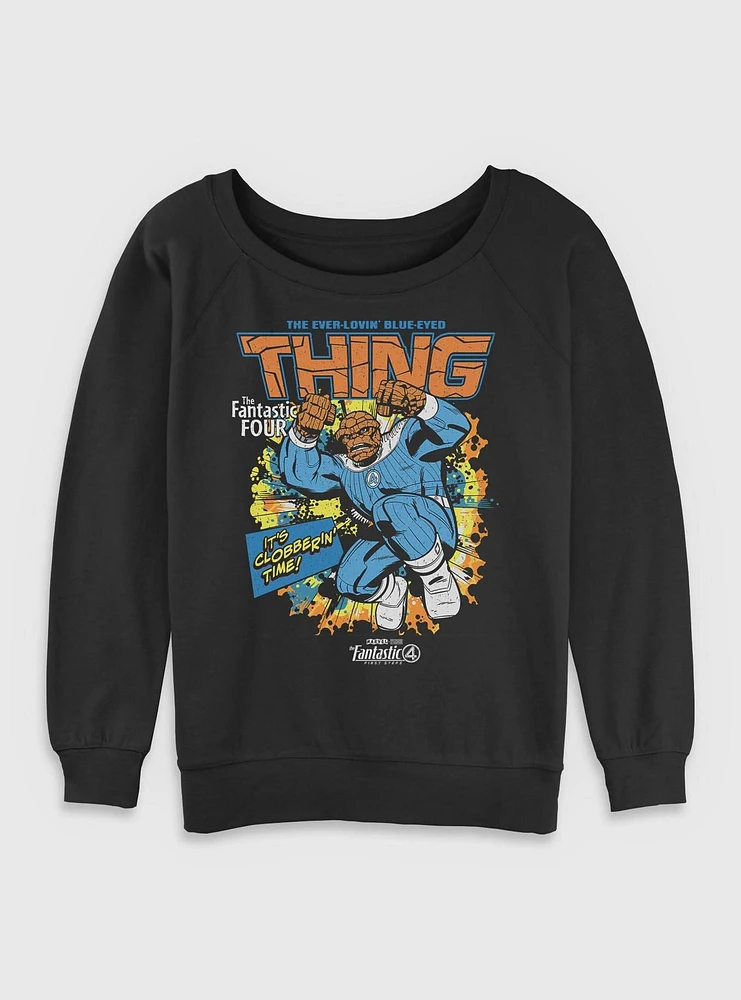 Marvel The Fantastic Four: First Steps Comic Cover Ben Grimm Thing Womens Slouchy Sweatshirt BoxLunch Web Exclusive