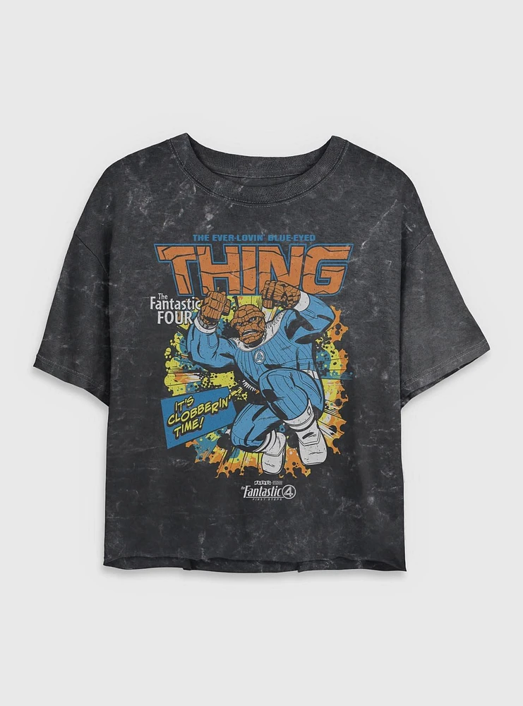 Marvel The Fantastic Four: First Steps Comic Cover Ben Grimm Thing Womens Mineral Wash Crop T-Shirt BoxLunch Web Exclusive