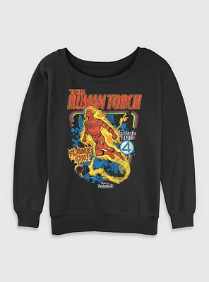 Marvel The Fantastic Four: First Steps Comic Cover Johnny Storm Human Torch Womens Slouchy Sweatshirt BoxLunch Web Exclusive