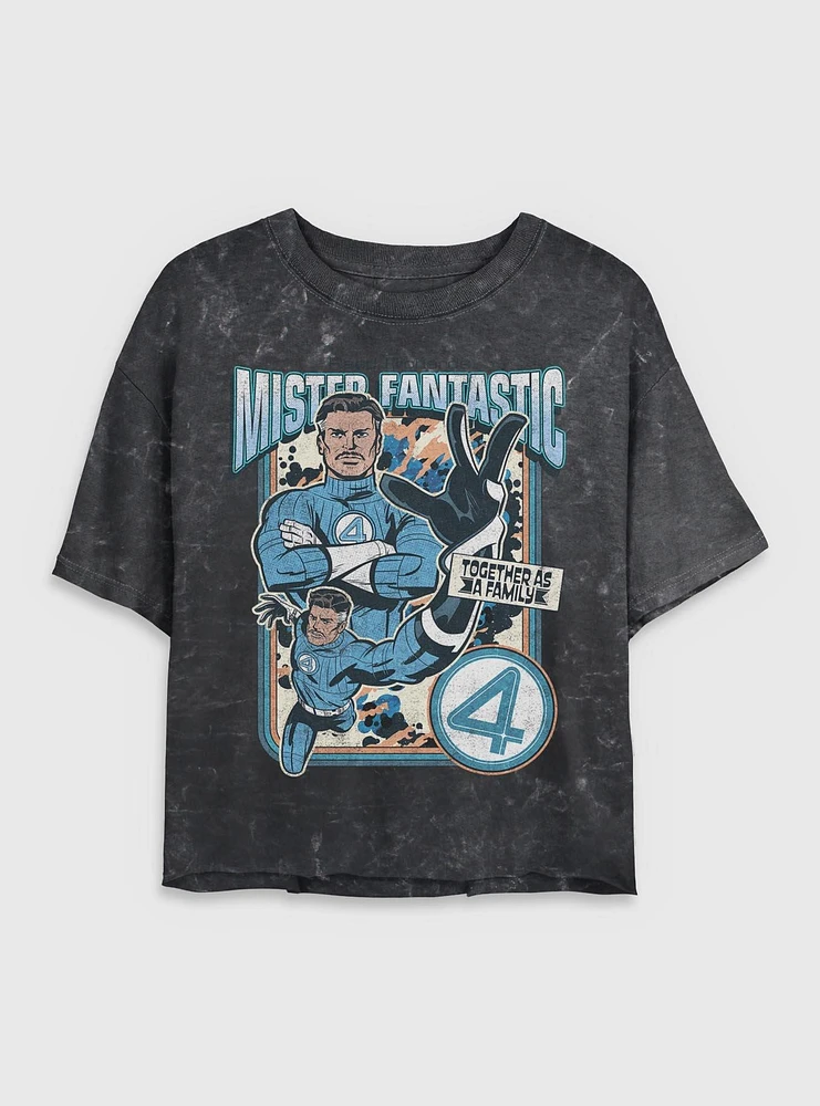 Marvel The Fantastic Four: First Steps Mr. Together As A Family Womens Mineral Wash Crop T-Shirt BoxLunch Web Exclusive