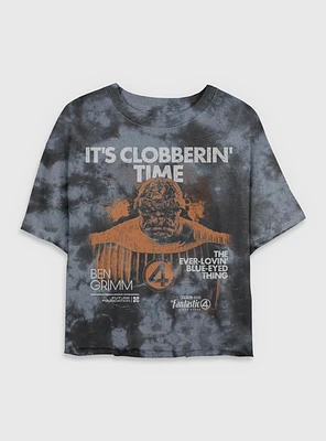 Marvel The Fantastic Four: First Steps Grunge Thing It's Clobberin' Time Womens Tie-Dye Crop T-Shirt BoxLunch Web Exclusive