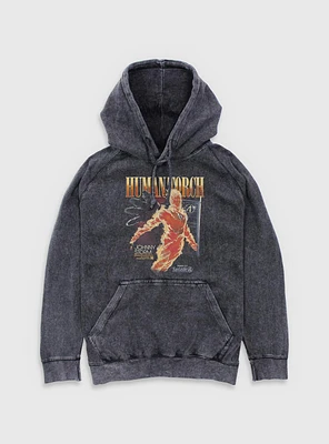 Marvel The Fantastic Four: First Steps Human Torch Future Foundation Mineral Wash Hoodie BoxLunch Web Exclusive