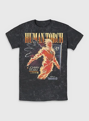 Marvel The Fantastic Four: First Steps Human Torch Future Foundation Mineral Wash T-Shirt BoxLunch Web Exclusive