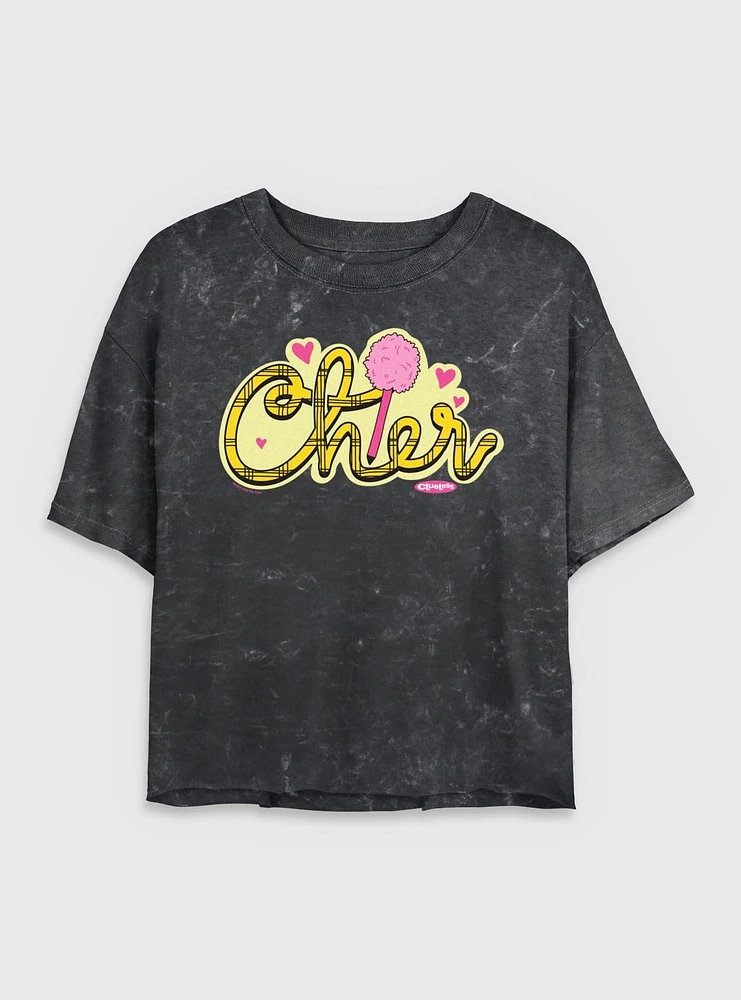 Clueless Cher Badge Mineral Wash Womens Crop T-Shirt