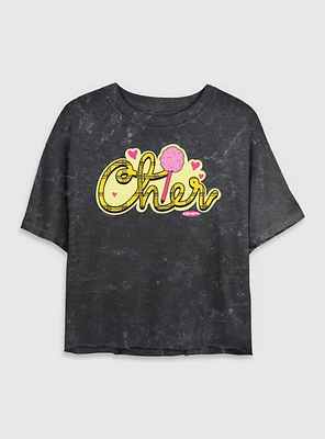 Clueless Cher Badge Mineral Wash Womens Crop T-Shirt
