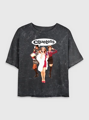 Clueless Group Cutout Mineral Wash Womens Crop T-Shirt