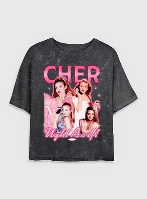 Clueless Y2K Cher Ugh As If Mineral Wash Womens Crop T-Shirt